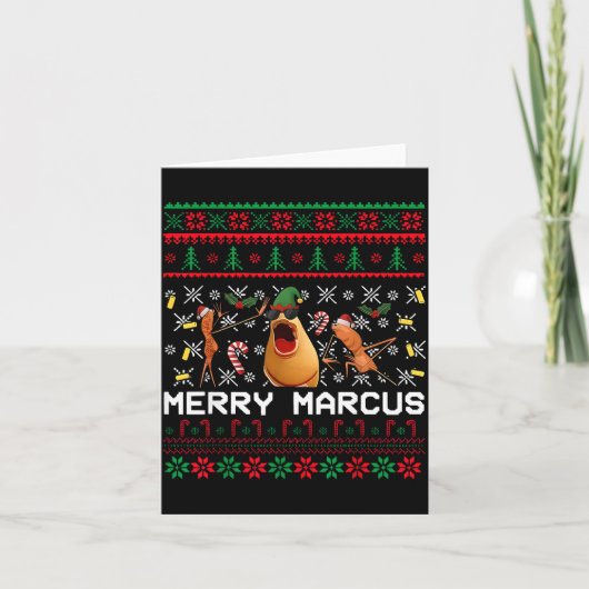 Merry Marcus Ugly Christmas Sweater Funny The Worm カード (正面)