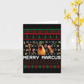 Merry Marcus Ugly Christmas Sweater Funny The Worm カード (黄色い花)