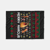 Merry Marcus Ugly Christmas Sweater Funny The Worm フリースブランケット (正面(横))