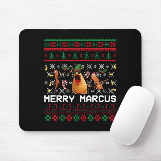 Merry Marcus Ugly Christmas Sweater Funny The Worm マウスパッド (マウス)