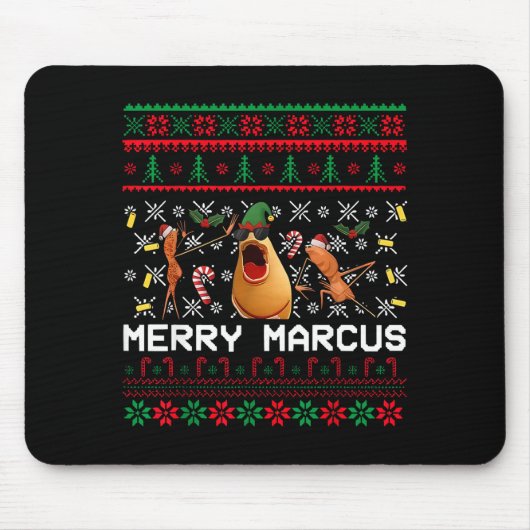 Merry Marcus Ugly Christmas Sweater Funny The Worm マウスパッド (正面)