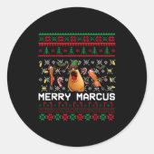 Merry Marcus Ugly Christmas Sweater Funny The Worm ラウンドシール (正面)