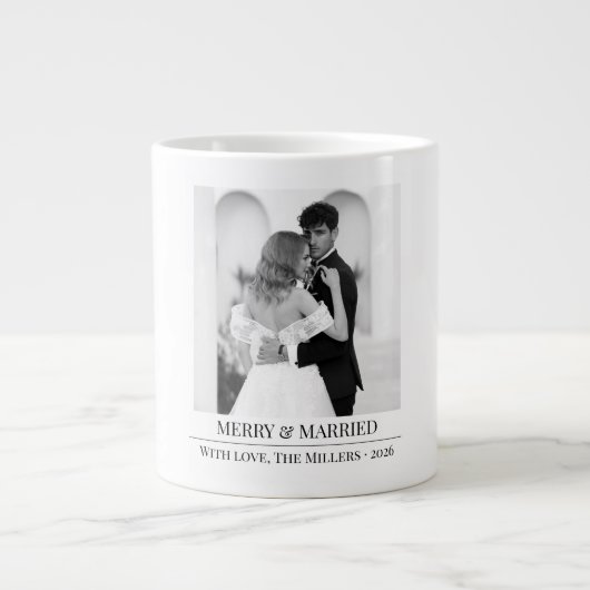Merry & Married - ペアソンカスタマイズ新婚のクリスマス ジャンボコーヒーマグカップ (正面)