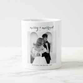 Merry & Married - 結婚したてのカップルのためのクリスマスパーソナライズドギフト ジャンボコーヒーマグカップ