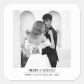 Merry & Married - 結婚したてのカップルのためのクリスマスパーソナルギフト スクエアシール (正面)