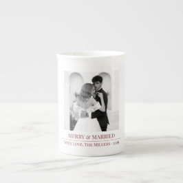 Merry & Married - 結婚したてのカップルのためのクリスマスパーソナルギフト ボーンチャイナマグカップ