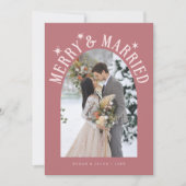 Merry & Married Arch Newlywed Photo Pink シーズンカード (正面)