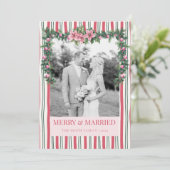 Merry & Married Christmas Garland Striped Photo シーズンカード (スタンド正面)
