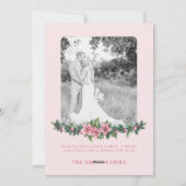 Merry & Married Christmas Garland Striped Photo シーズンカード (裏面)