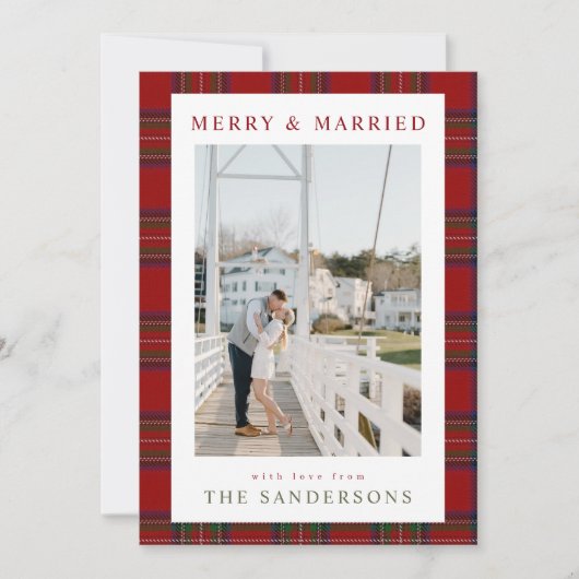 Merry & Married Classic Tartan Holiday Card シーズンカード (正面)