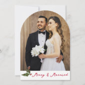 Merry & Married Handwritten 2 Photo Christmas Card 招待状 (正面)