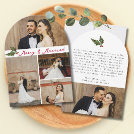 Merry & Married Handwritten 5 Photo Christmas Card 招待状