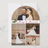 Merry & Married Handwritten 5 Photo Christmas Card 招待状 (正面)