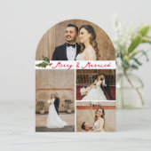 Merry & Married Handwritten 5 Photo Christmas Card 招待状 (スタンド正面)