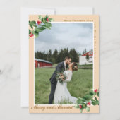 Merry & Married Mistletoe Holly 2 Photo Christmas シーズンカード (正面)