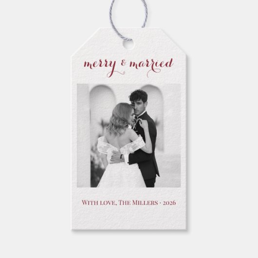 Merry & Married - Personalized Newlywed Christmas  ギフトタグ (正面)