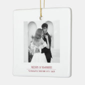 Merry & Married - Personalized Newlywed Christmas  セラミックオーナメント (左)