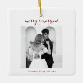 Merry & Married - Personalized Newlywed Christmas  セラミックオーナメント (正面)