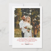 Merry & Married Script Photo Christmas Tartan Bow  シーズンカード (裏面)