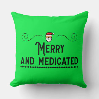 Merry & Medicated Holiday Throw Pillow クッション
