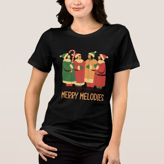 Merry Melodies Christmas Carolers Design トライブレンドＴシャツ (正面)