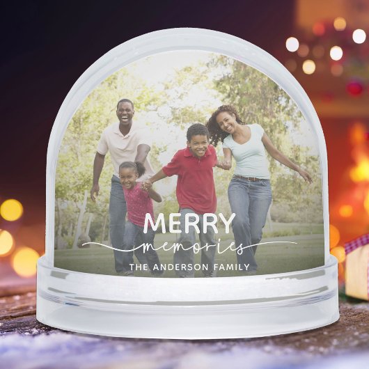 Merry Memories Family Photo Christmas Snow Globe