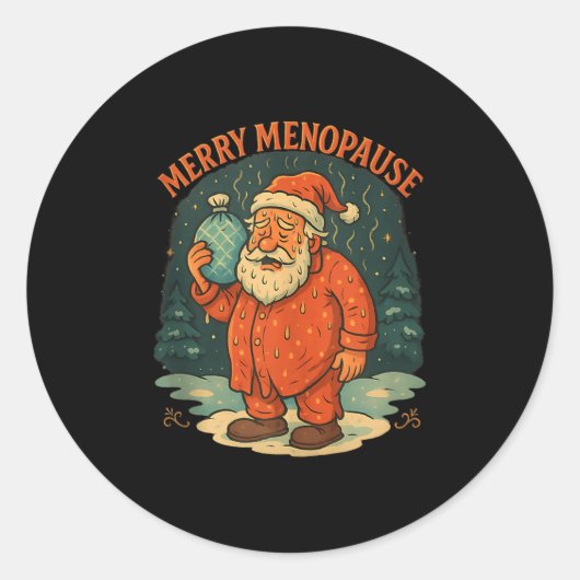 Merry Menopause Funny Santa Meme Tank Top  ラウンドシール (正面)