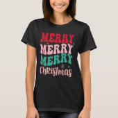 Merry Merry Merry Christmas Retro Tシャツ (正面)