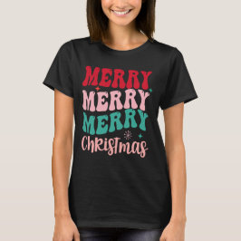 Merry Merry Merry Christmas Retro Tシャツ