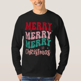 Merry Merry Merry Christmas Retro Tシャツ