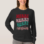 Merry Merry Merry Christmas Retro Tシャツ (正面)