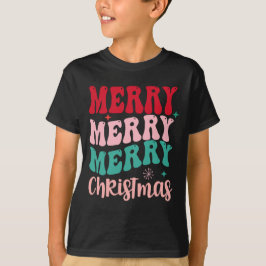 Merry Merry Merry Christmas Retro Tシャツ