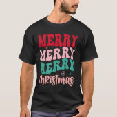 Merry Merry Merry Christmas Retro Tシャツ (正面)