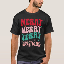 Merry Merry Merry Christmas Retro Tシャツ