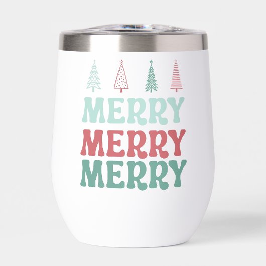 Merry Merry Merry with Pastel Boho Christmas Trees (正面)
