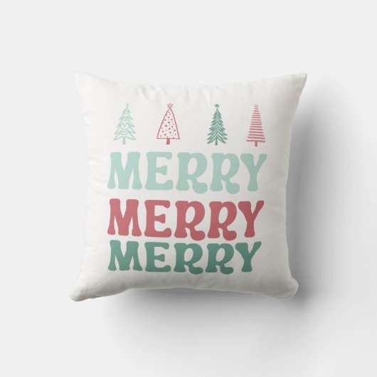 Merry Merry Merry with Pastel Boho Christmas Trees クッション (裏面)