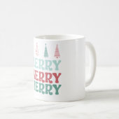 Merry Merry Merry with Pastel Boho Christmas Trees コーヒーマグカップ (正面右)
