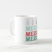 Merry Merry Merry with Pastel Boho Christmas Trees コーヒーマグカップ (正面左)