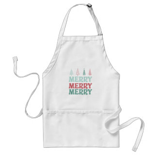 Merry Merry Merry with Pastel Boho Christmas Trees スタンダードエプロン