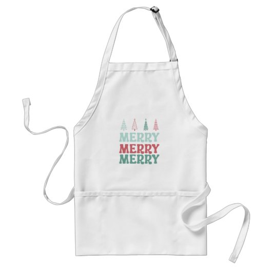 Merry Merry Merry with Pastel Boho Christmas Trees スタンダードエプロン (正面)