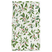 Merry Mistletoe Red Berry White Watercolor スモールペーパーバッグ (正面)