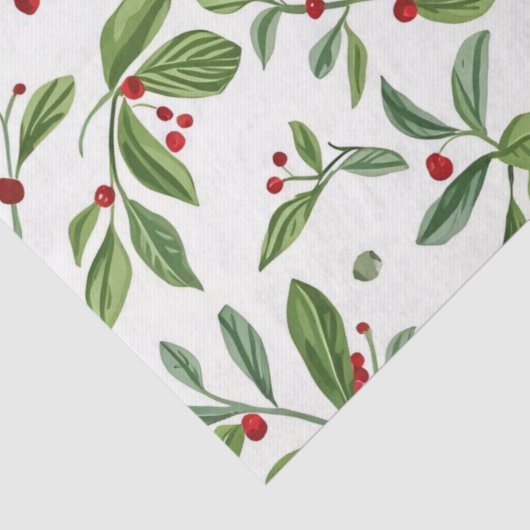 Merry Mistletoe Red Berry White Watercolor 薄葉紙 (詳細)