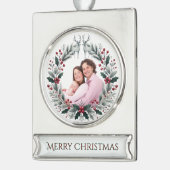 Merry Moments – Customizable Christmas Keepsake シルバープレートバナーオーナメント (左)