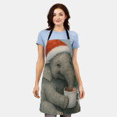 Merry Moments with a Cocoa-Loving Elephant Holiday エプロン (着用した状態)