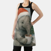Merry Moments with a Cocoa-Loving Elephant Holiday エプロン (インサイチュ)