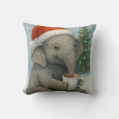 Merry Moments with a Cocoa-Loving Elephant Holiday クッション (正面)