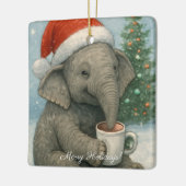 Merry Moments with a Cocoa-Loving Elephant Holiday セラミックオーナメント (左)