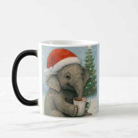 Merry Moments with a Cocoa-Loving Elephant Holiday モーフィングマグカップ (左)
