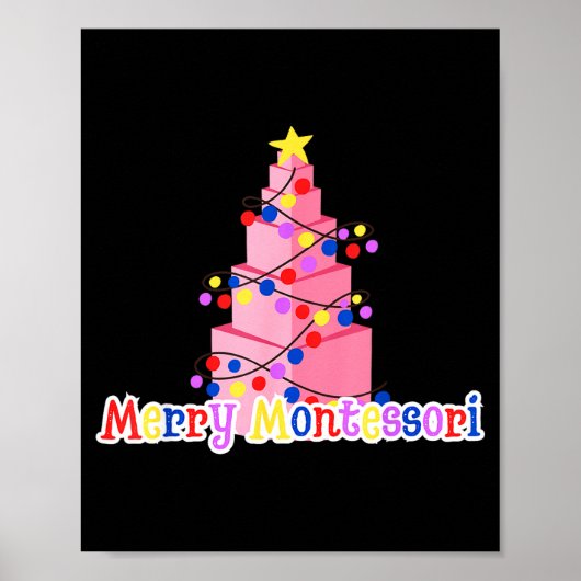 Merry Montessori Nk Tower Christmas Tree Teacher S ポスター (正面)
