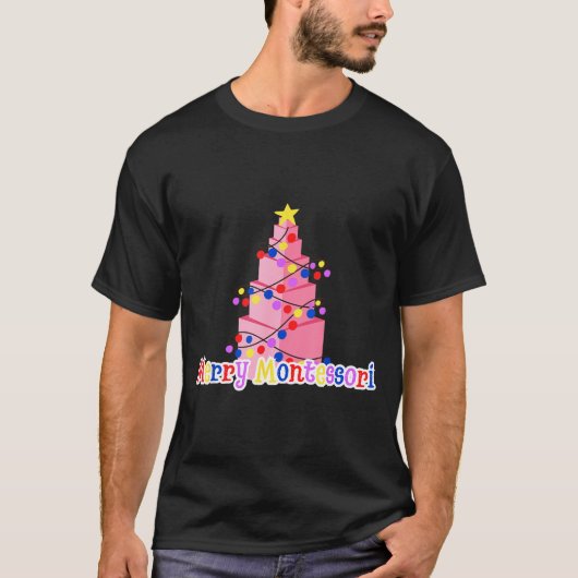 Merry Montessori Nk Tower Christmas Tree Teacher S Tシャツ (正面)